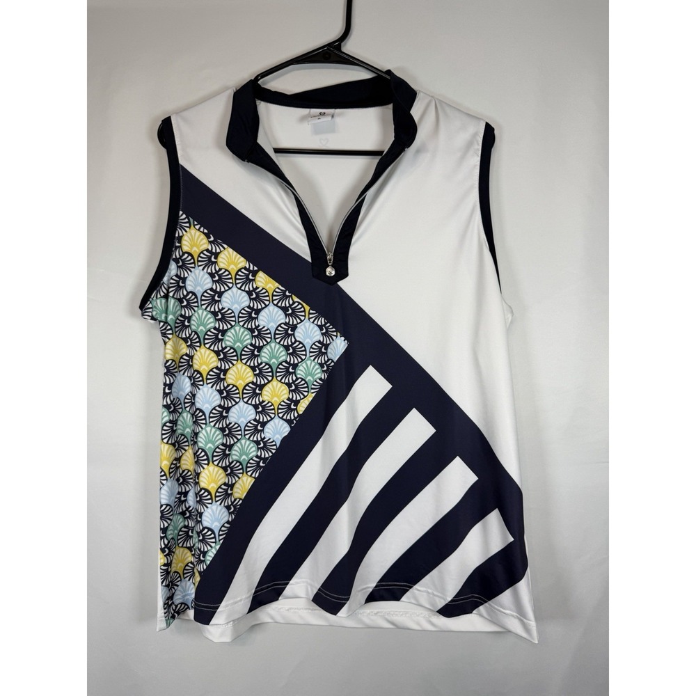 Daily Sports Women's Vest XL Black White‎ Floral Golf Lightweight 1/4 Zip